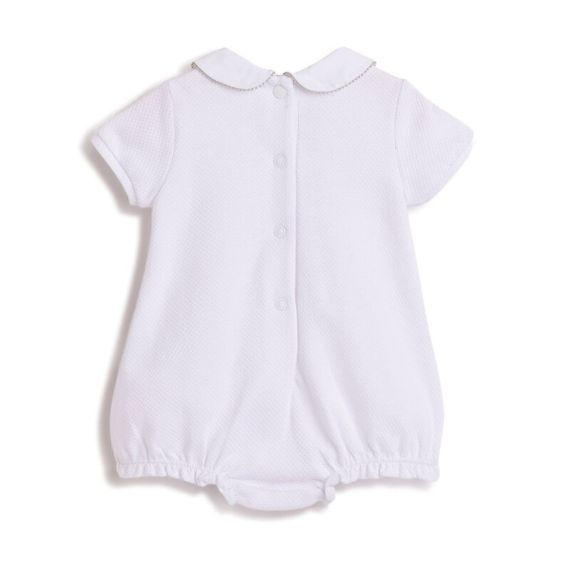 Girls White Printed Short Sleeve Rompers image number 1